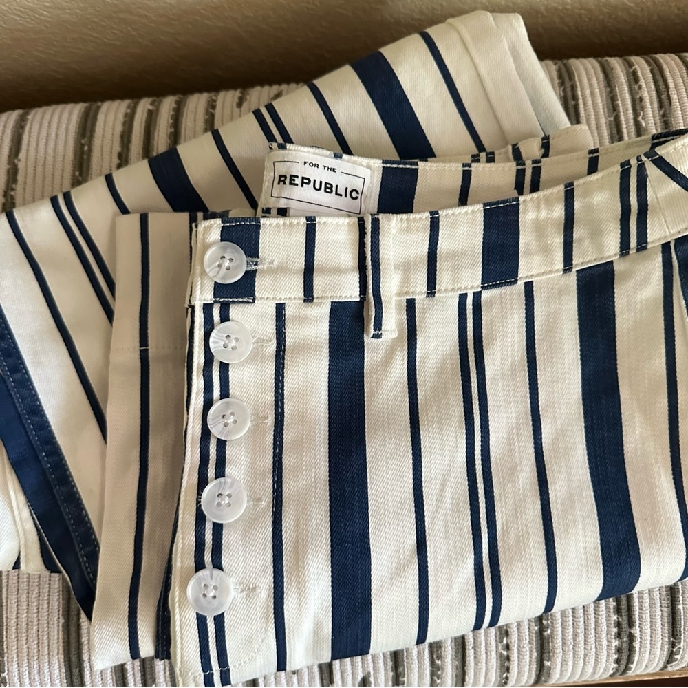 For The Republic Bluewhite Wide Leg Striped Jeans | Color: Blue/White | Size: 6 - Picture 5 of 12